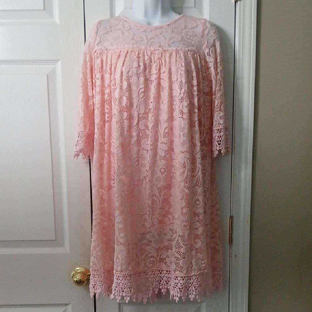 Chasing Fireflies girls pink lace dress  Sz XL (14/16) NWOT